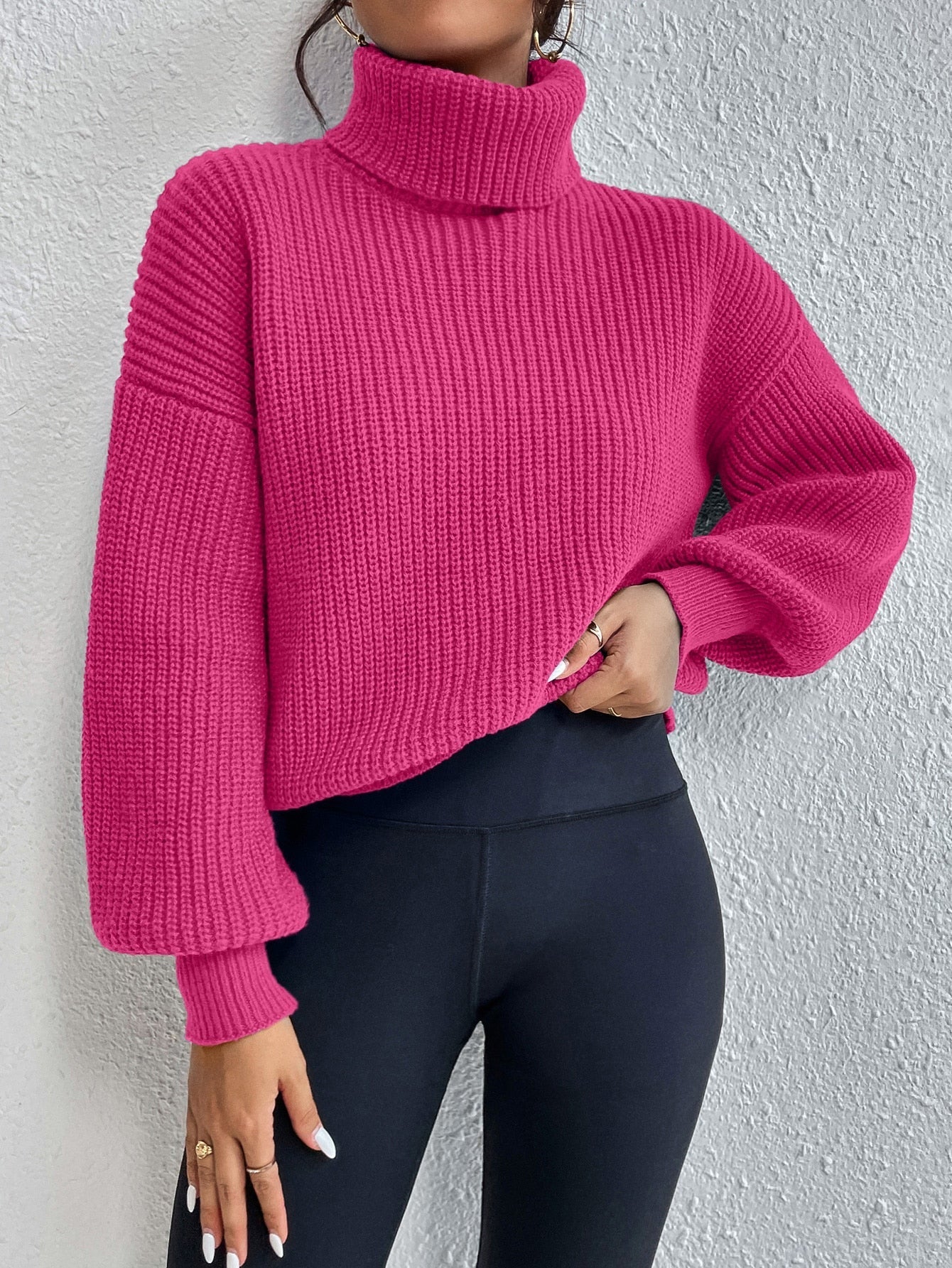 Leoza - Lässiger Plissee-Pullover mit Rollkragen