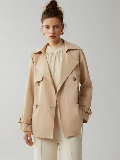 Leoza - Kaki Trenchcoat met Epauletten en Riem