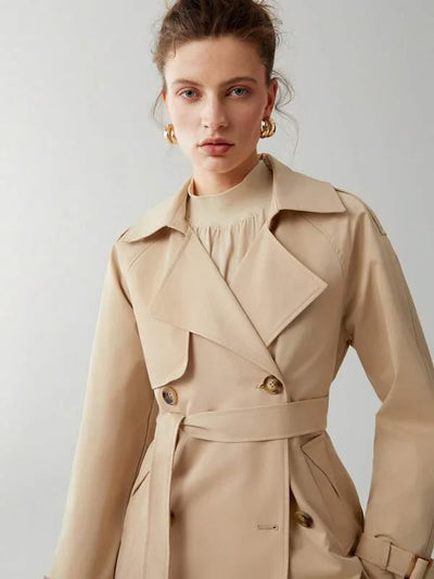 Leoza - Kaki Trenchcoat met Epauletten en Riem