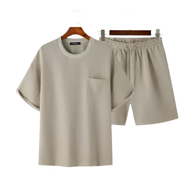 Leoza - Rundhals T-Shirt & Shorts mit Kordelzug